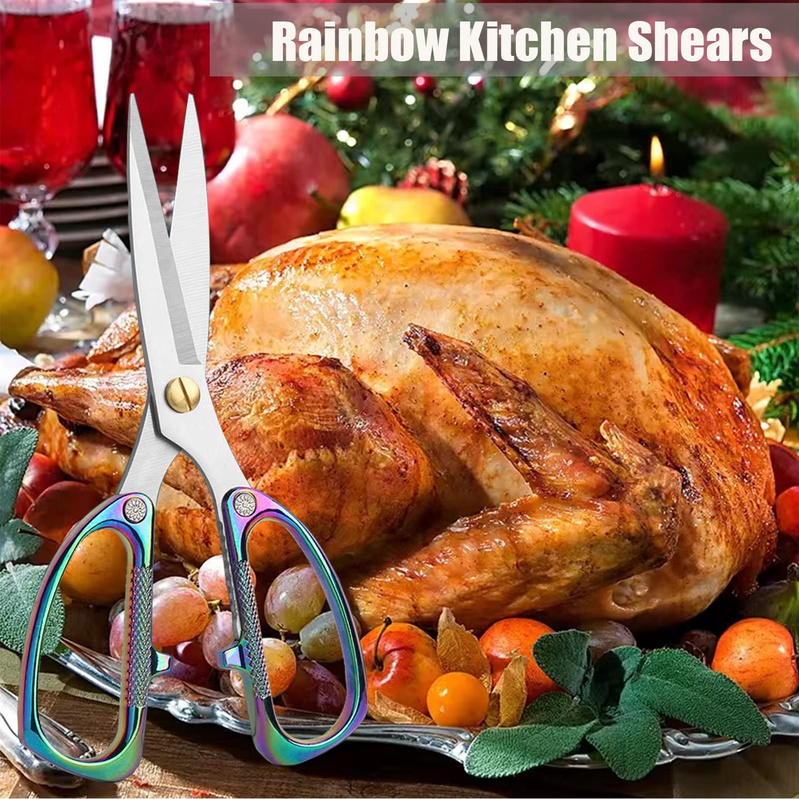 Juego de 2 tijeras de cocina de alta resistencia, tijeras de aves de corral, tijeras de cocina profesionales, tijeras de cocina aptas para lavaplatos, tijeras de acero inoxidable