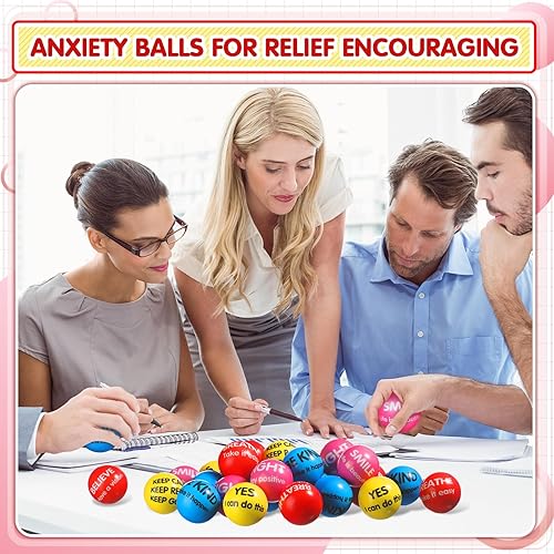 Miniatura 6 de 48 bolas motivacionales para el estrés para adultos, citas inspiradoras, bolas de espuma coloridas para aliviar el estrés, juguetes para ansiedad de
