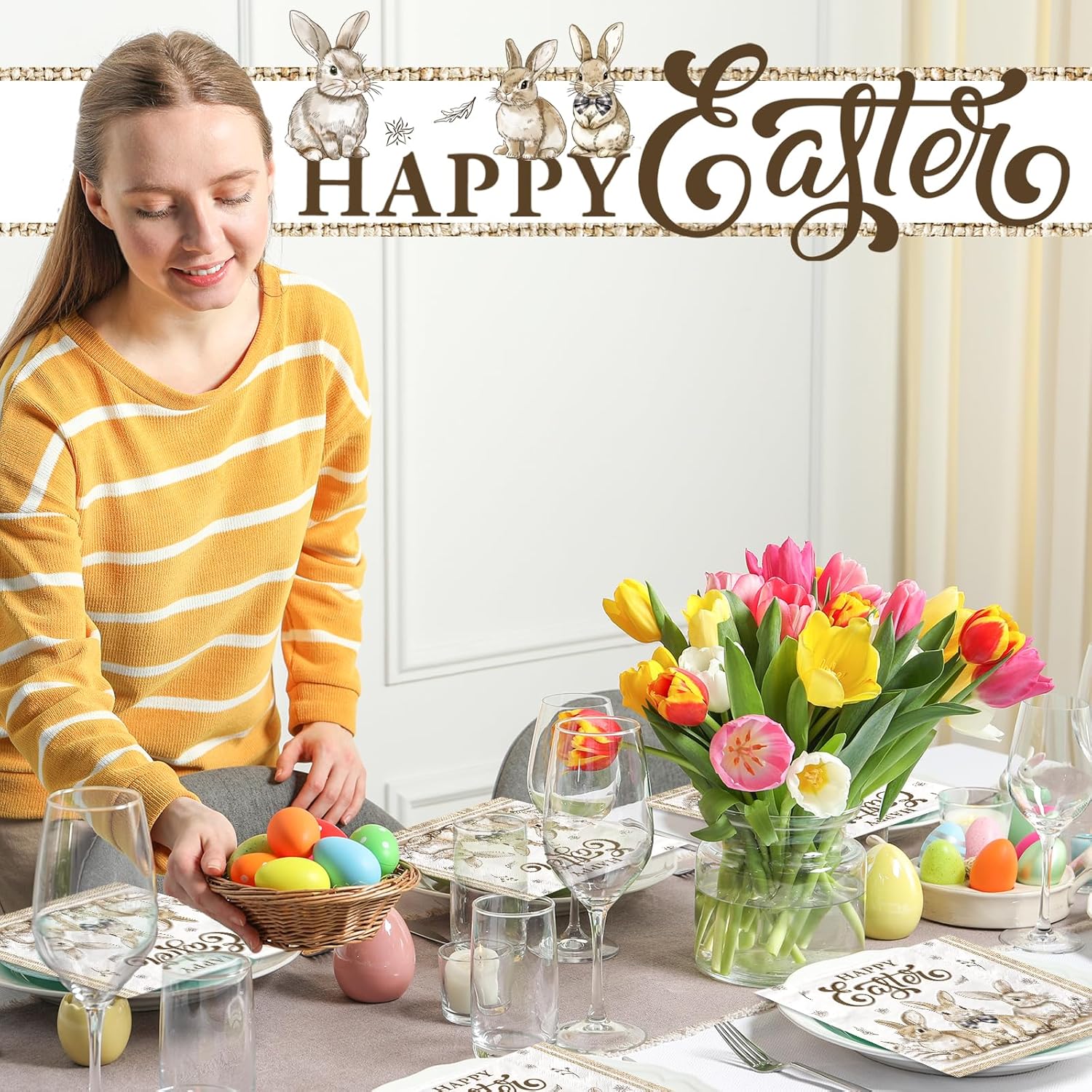 48Pcs Easter Napkins Bunny Eggs Disposable Paper Napkins Rabbit Theme Decor for Birthday Baby Shower Spring Easter Party Decorations - Image 6