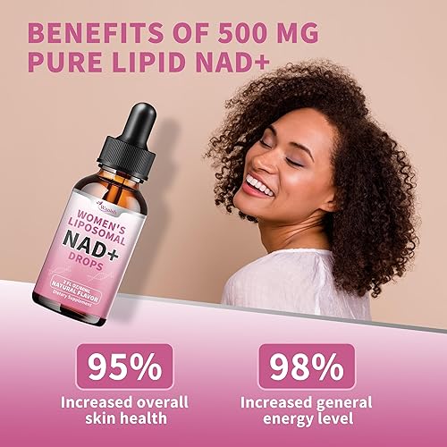 Miniatura 5 de Suplemento líquido liposomal NAD para mujeres, nicotinamida pura de 500 mg NAD, regeneración celular, apoyo energético y metabolismo, vegano, sin