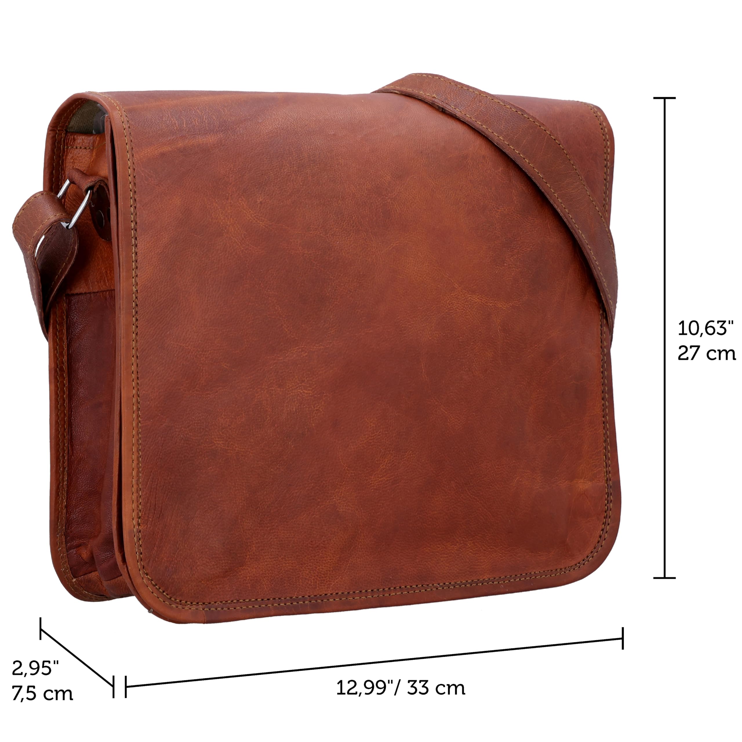 Gusti Umhängetasche Leder - Taylor 11'' Damen und Herren Handtasche Nature Collegetasche Businesstasche Messengerbag Aktentasche Vintage Braun