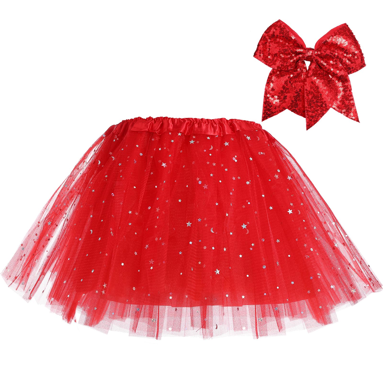 Tüllrock mädchen,TüTü Tutu Pink Rocke Kinder 3-lagig, mit Futter und Haarschleife-Tüllrock Ballett-Tanzkleid für Karneval Geburtstag Halloween Party 2–8 Jahre