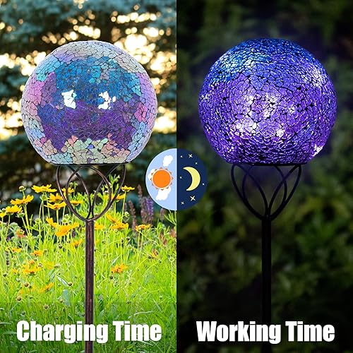 Miniatura 38 de VCUTEKA Luces solares decorativas de jardín al aire libre, luz solar de mosaico, impermeable, luz LED de estaca para paisaje, patio, terraza