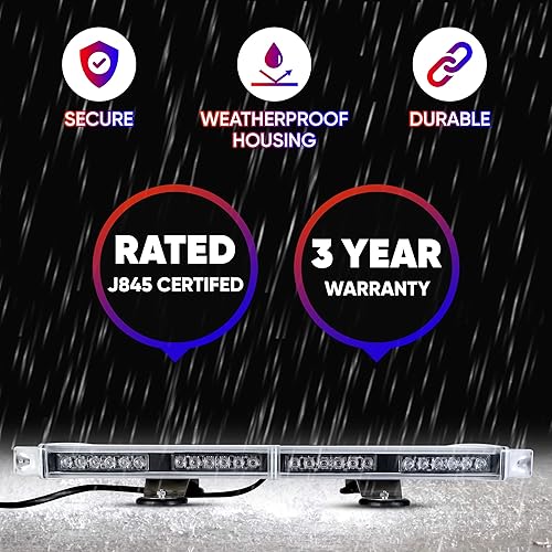 Miniatura 3 de Aviator TIR - barra de luz LED de emergencia de 3 vatios de bajo perfil, soporte magnético para techo de 27 pulgadas, Ambar