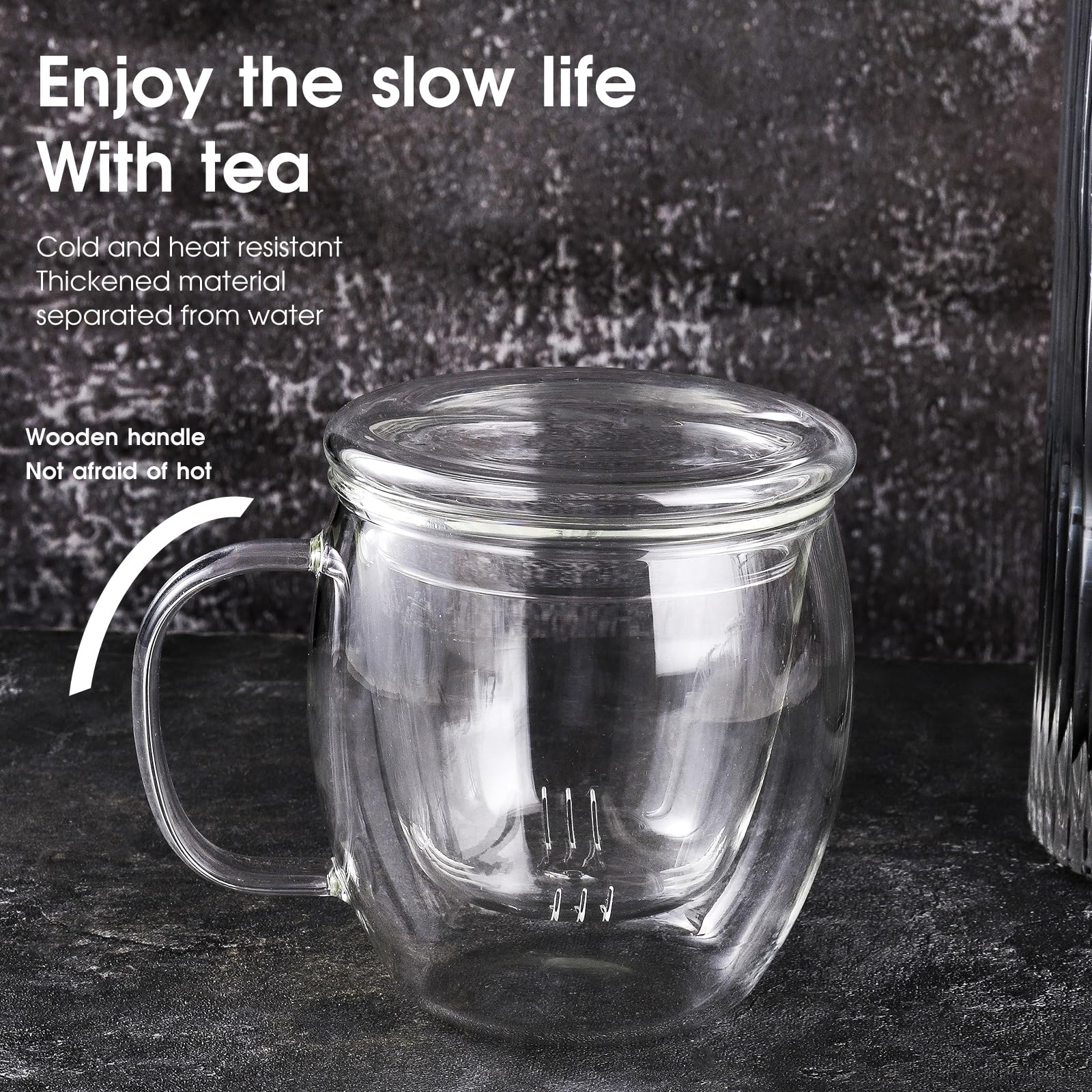 Portable Glass Tea Infuser Bottle Travel Tea Mug with Infuser Tumbler for Blooming Tea Balls Double Wall Borosilicate Portable Tea Cup: c9