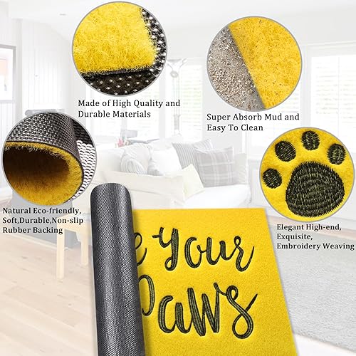 Miniatura 4 de AAZZKANG Tapete amarillo para puerta de exterior, antideslizante, divertido tapete para puerta delantera, entrada, interior, 36 x 24 pulgadas, ultra