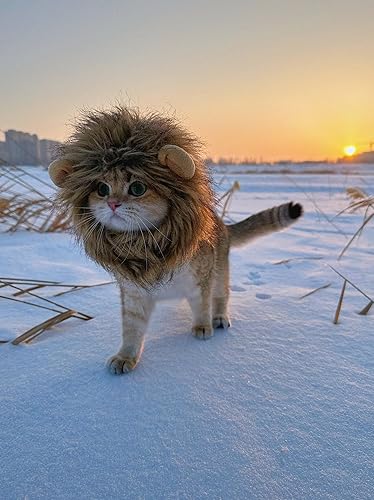 Lion Mane Wig for Dog and Cat Costume Pet Adjustable Washable Comfortable Fancy Lion Hair Cat Clothes Dress for Halloween Christmas Easter Festival Party