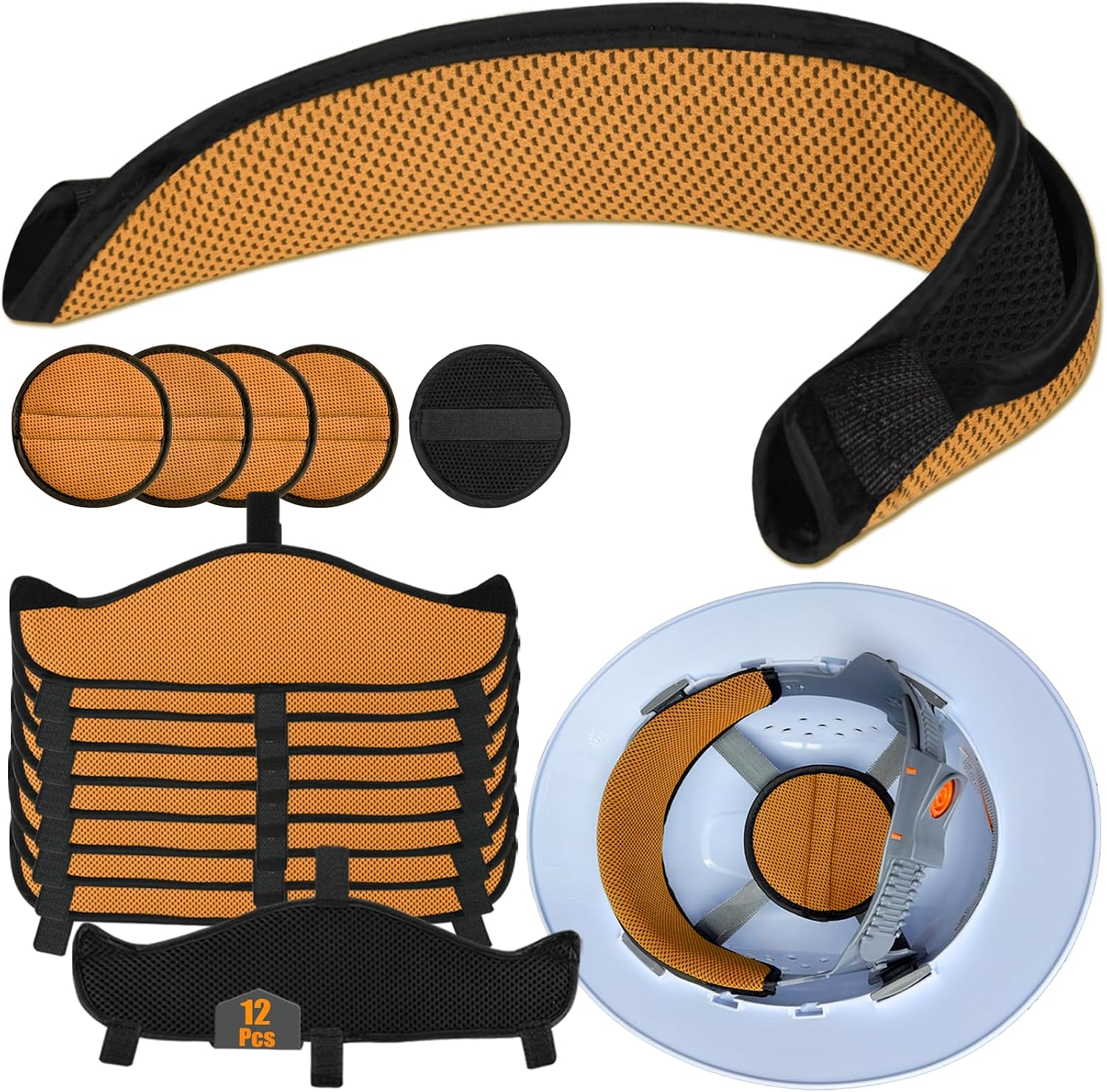 Hard Hat Sweatband Top Pad Set,Hard Hat Liner with Shock-Absorbing Padding