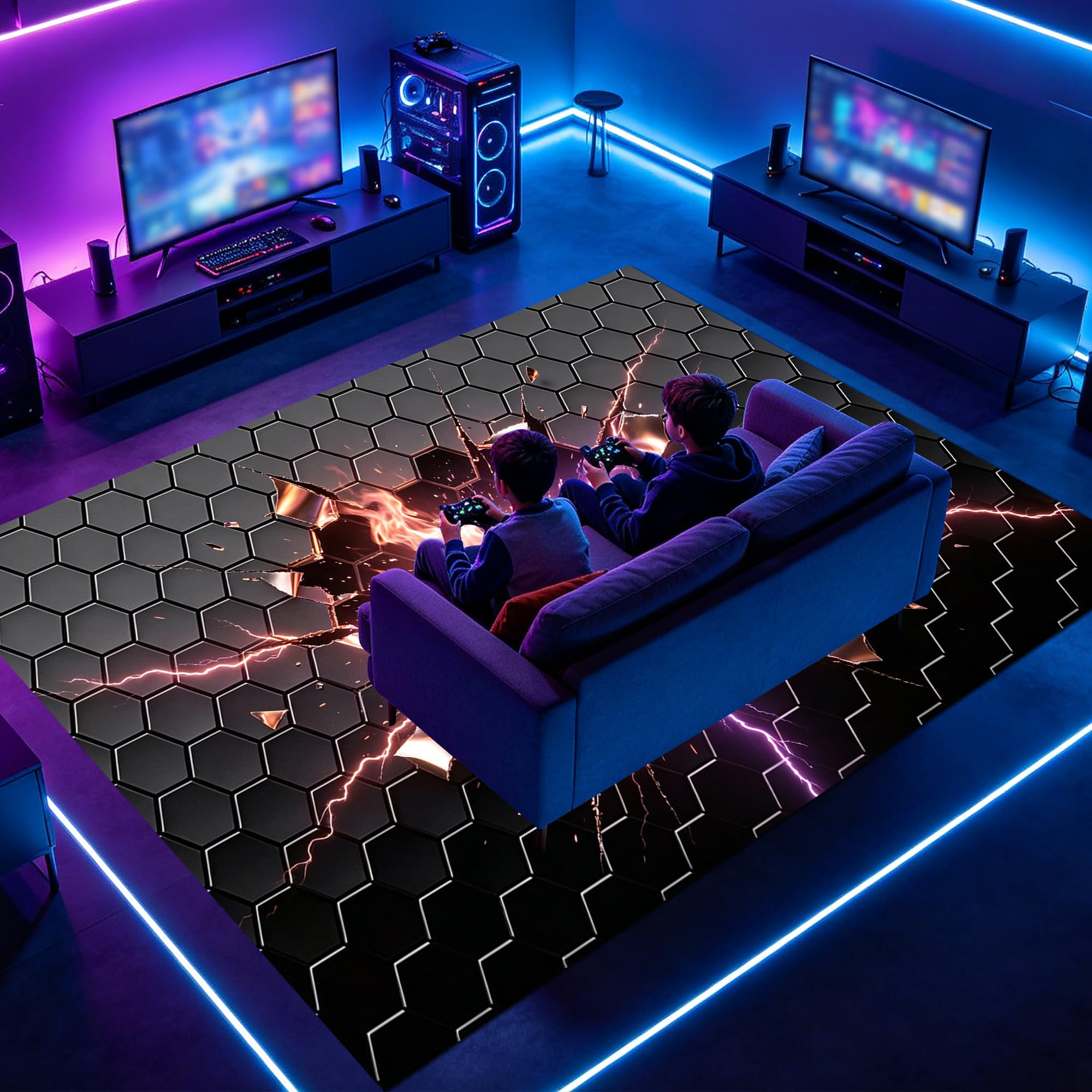 Tapis Chambre Garcon, Tapis Gamer Sol Chambre, Tapis Salon Chambre Antidérapant Lavable en Machine Grand Carpet Salle a Manger 160 x 230 cm