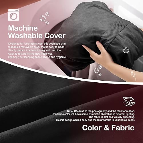 Miniatura 81 de HABUTWAY Puf gigante de 2 pies para adultos, con relleno de espuma viscoelástica, puf grande con funda de terciopelo holandés extraíble para sala de