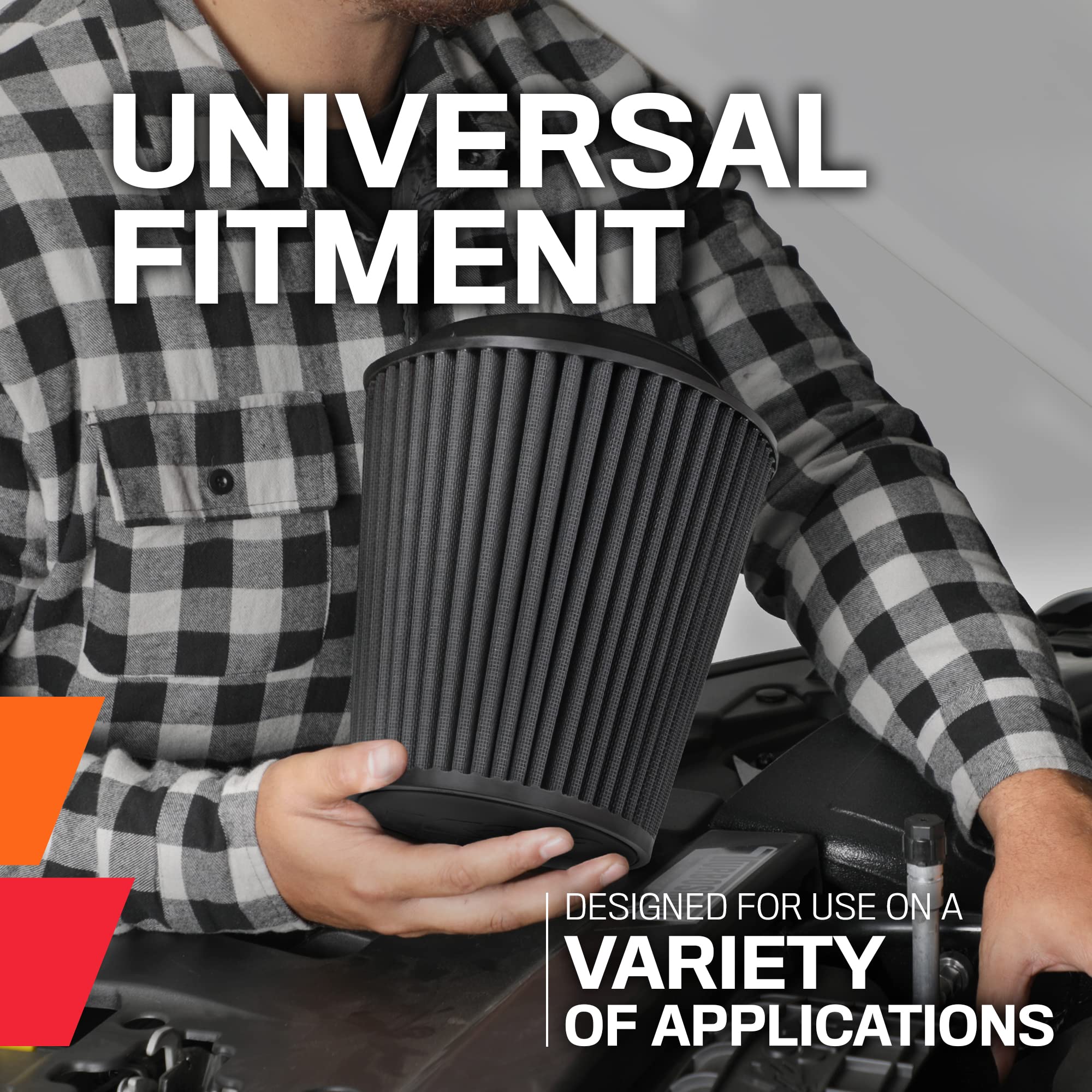 K&N Filtro Aria Nero Dryflow Universale Rotondo 62mm flangia, 89mm diametro esterno, 102mm altezza (RU-3118HBK)