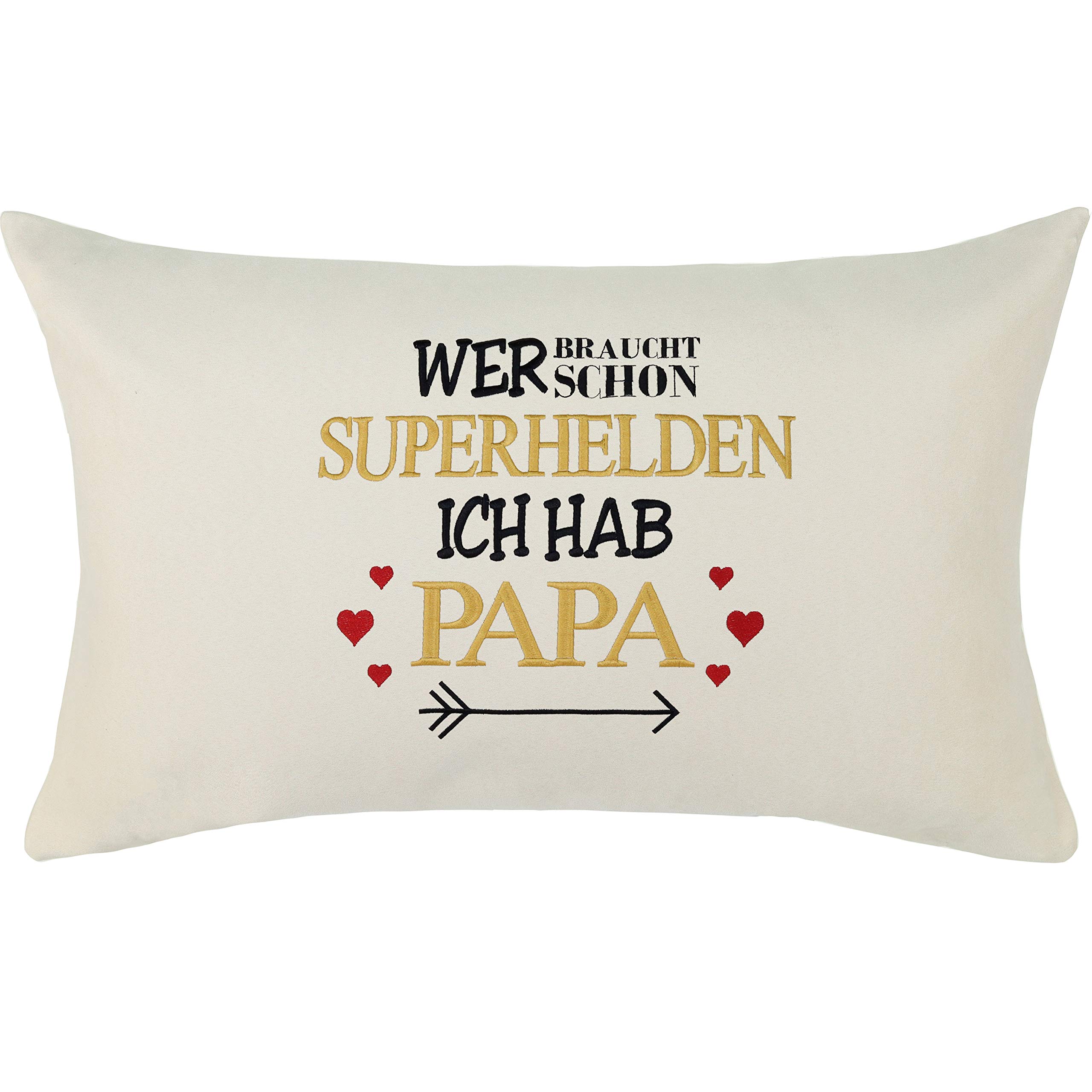 Coussin 40 x 60 cm beige avec rembourrage et housse texte allemand pour décoration salon