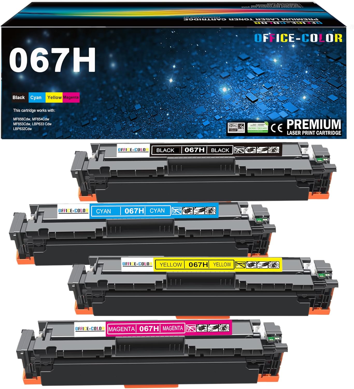 067H High-Capacity Toner Cartridge 4 Pack Works with Canon Color imageCLASS MF656Cdw,MF652Cw,MF650C MF654Cdw,LBP632Cdw,MF653Cdw,LBP633Cdw Printers Ink (Black,Cyan,Magenta,Yellow)