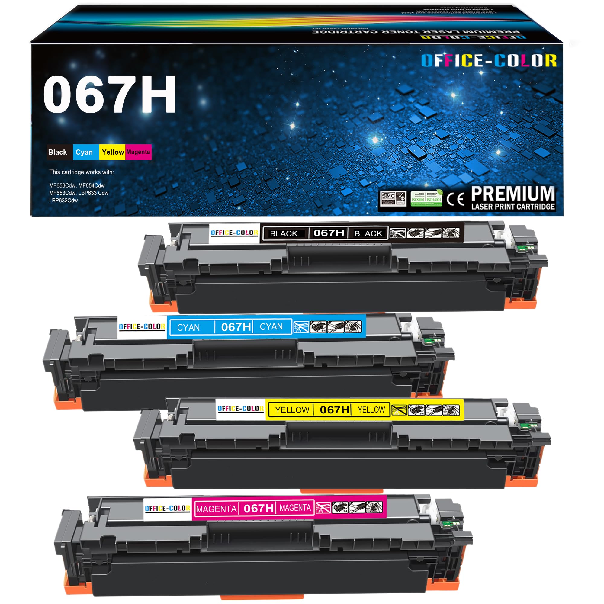 067H High-Capacity Toner Cartridges 4 Pack Replacement for Canon 067H Toner | Compatible…