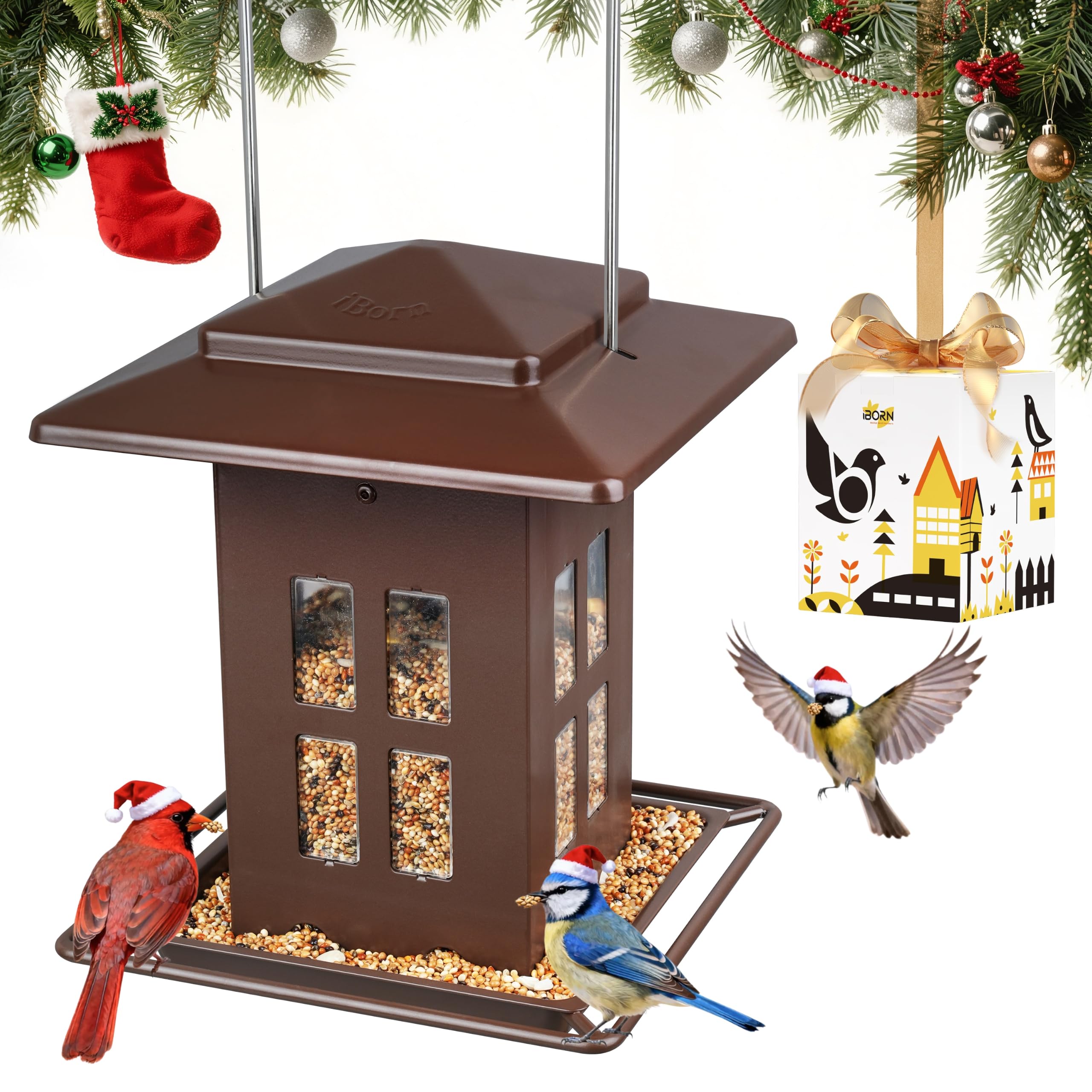 iBorn All-Metal Bronze Bird Feeder