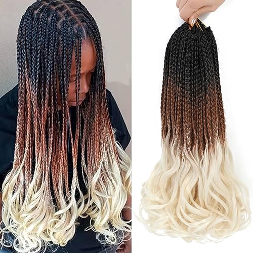 Paquete de 8 trenzas de ganchillo con rizos franceses, trenzas de ganchillo bohemias de 22 pulgadas, trenzas de caja Goddess de cabello rizado