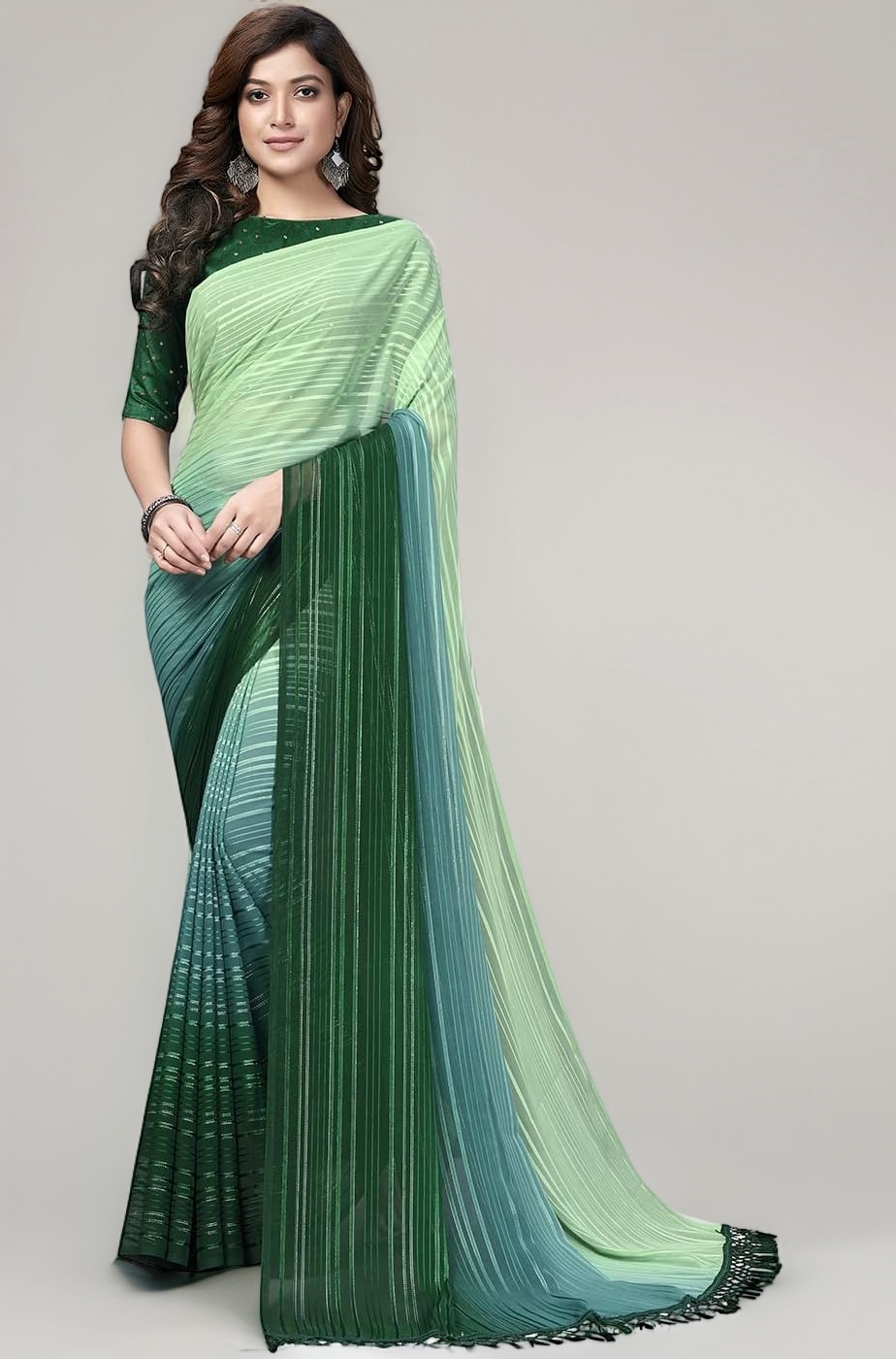 Pratham Blue Women's Silk Saree With Blouse Piece