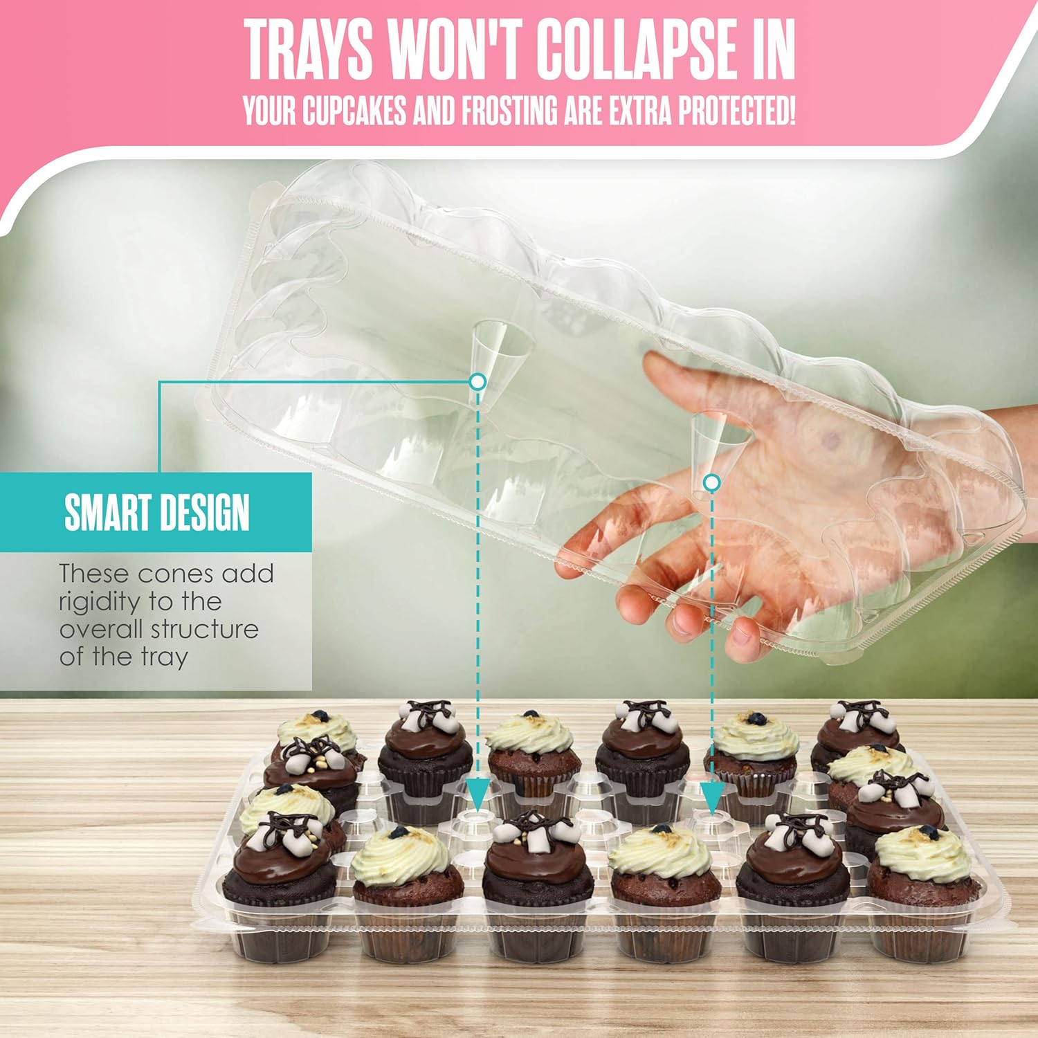 Cupcake Boxes 24 Count, Cup Cake Containers, Travel Carrier, 5 Pack (120 Compartment), Full Size