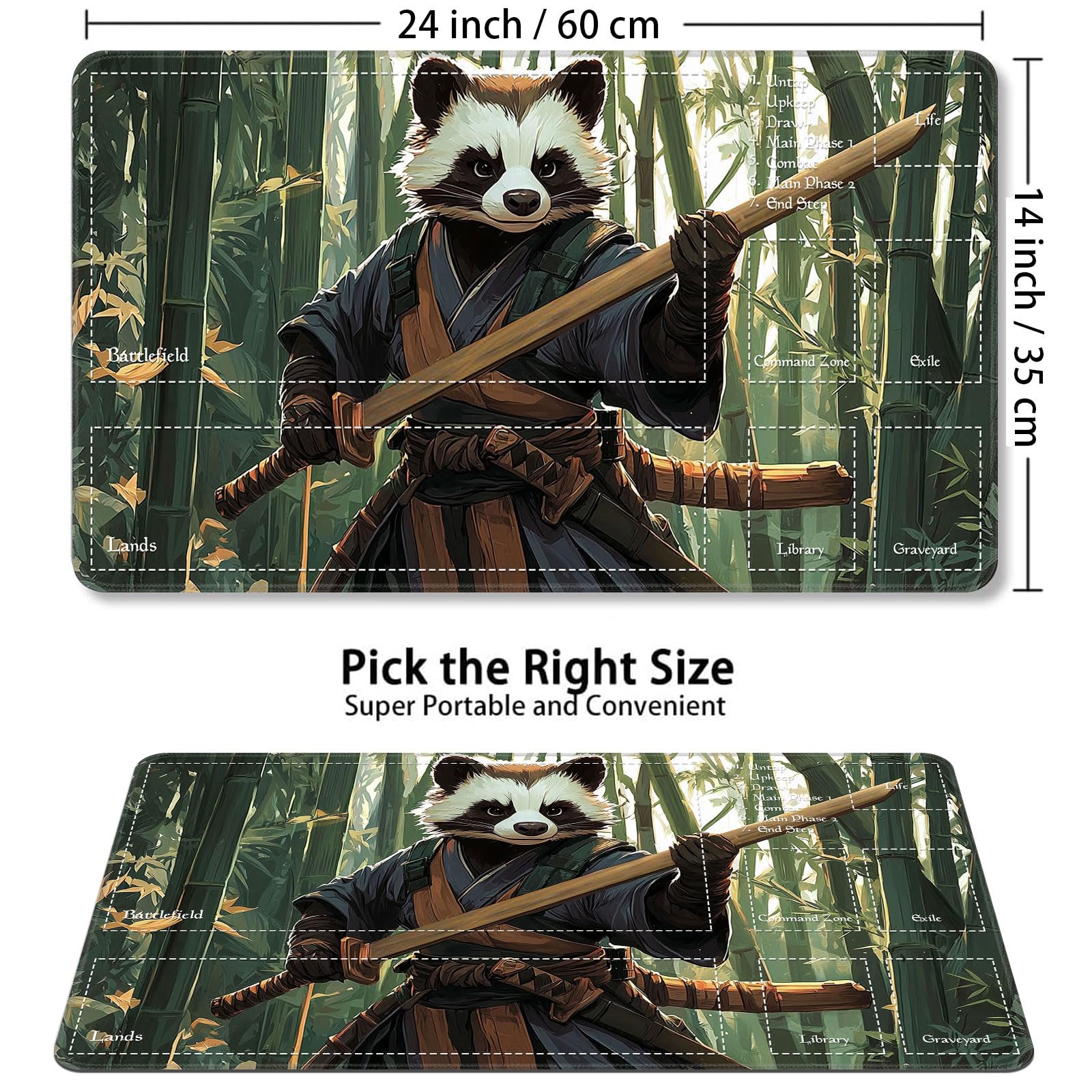 MTG Playmat with Zones 24x14 Inch, Trading Card Game Mat for Magic The Gathering TCG Playmat with Free Bag - Image 2