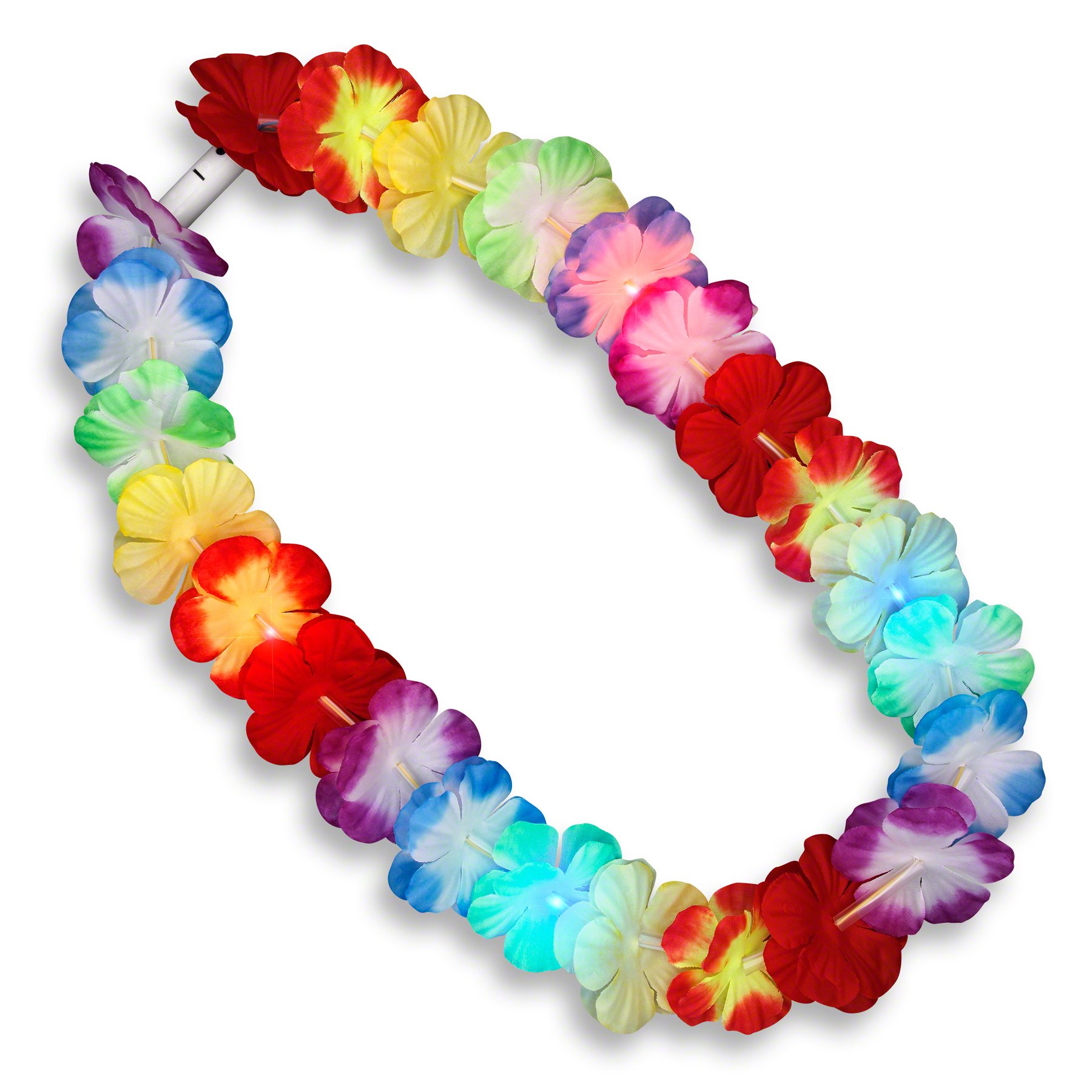 Light Up Rainbow Flower Hawaiian Lei with LED Lights
