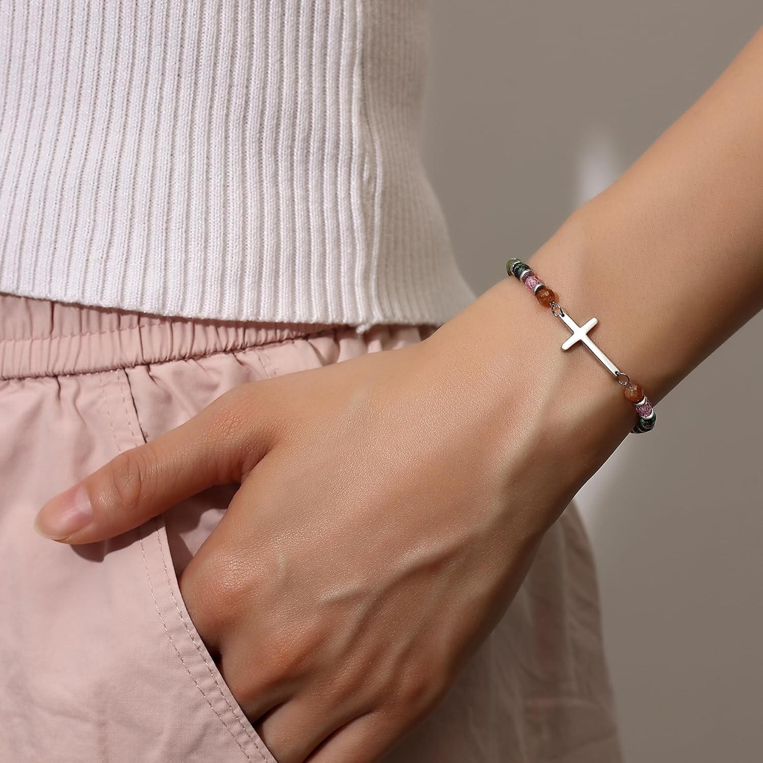 TONY & SANDY Christian Cross Bracelet for Women, Valentine's Day Gifts for Her, Confirmation Baptism Easter Gifts, Unique Gift for Friends Daughter Mom Sister in Christ Birthday Christmas - Image 4