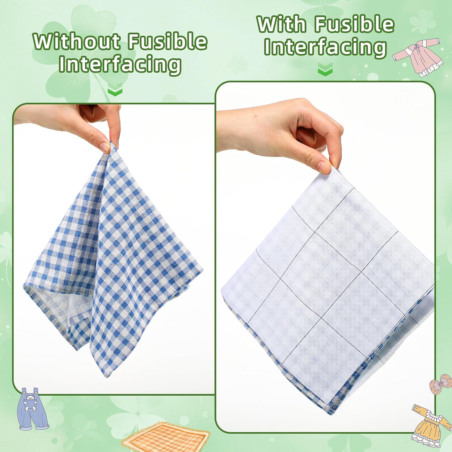Breling Fusible Interfacing with 2.5" x 2.5" Grid 100% Cotton Lightweight Iron-on Adhesive Liner for Clothing Sewing Quilting DIY Crafts, 20 in x 5 Yards