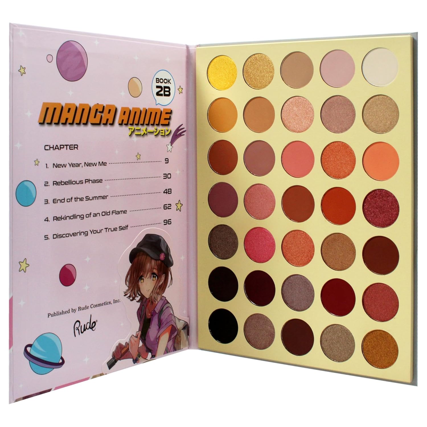 Manga Anime 35 Pressed Pigment and Shadow Book 2B by Rude Cosmetics for Women - 1.34 oz Eye Shadow