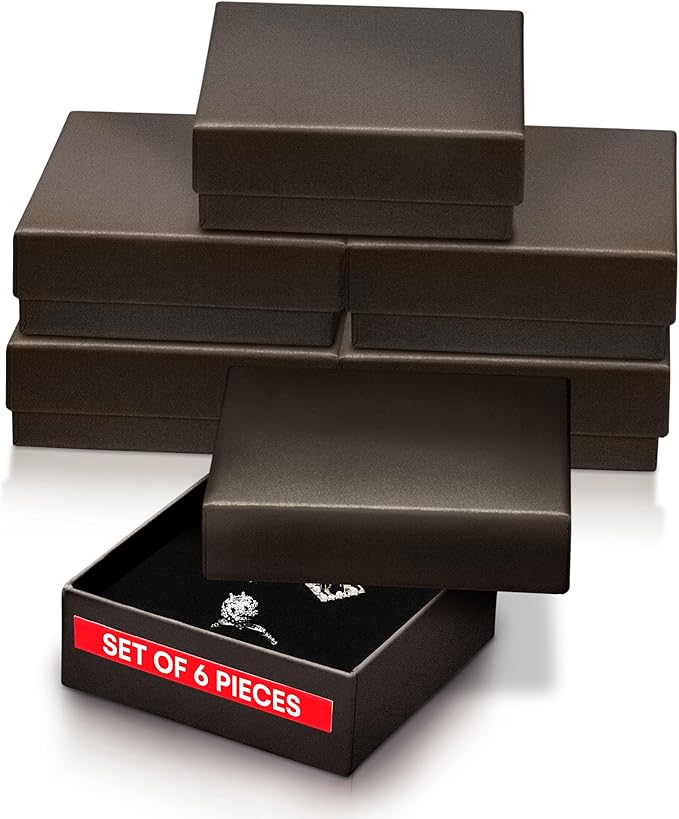 Cajas Estuche Joyeria Papel 6 Unidades Bronce 8.8x8.8x3.2cm