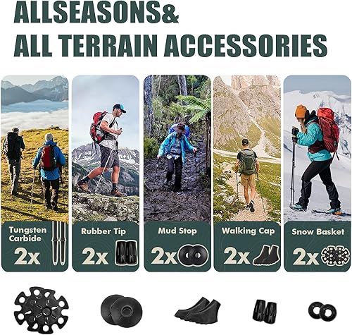 Miniatura 4 de Bastones de senderismo de fibra de carbono, 2 piezas, bastones de trekking nórdicos plegables, mango de corcho, bastones de senderismo plegables,