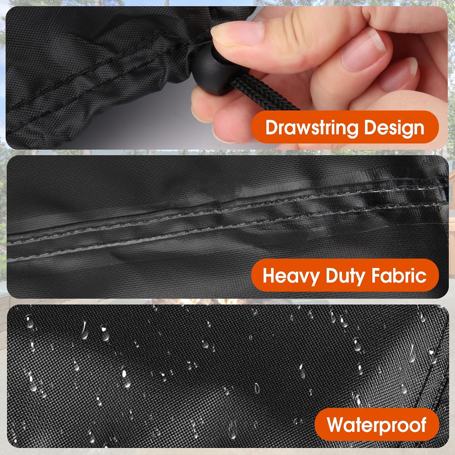 Outdoor Build In Fire Pit Cover for In Ground Firepit 60-64 Inch Large Fire Pit Built In Stone Fire Pits Waterproof Cover Round - 64"D × 8“H, Black