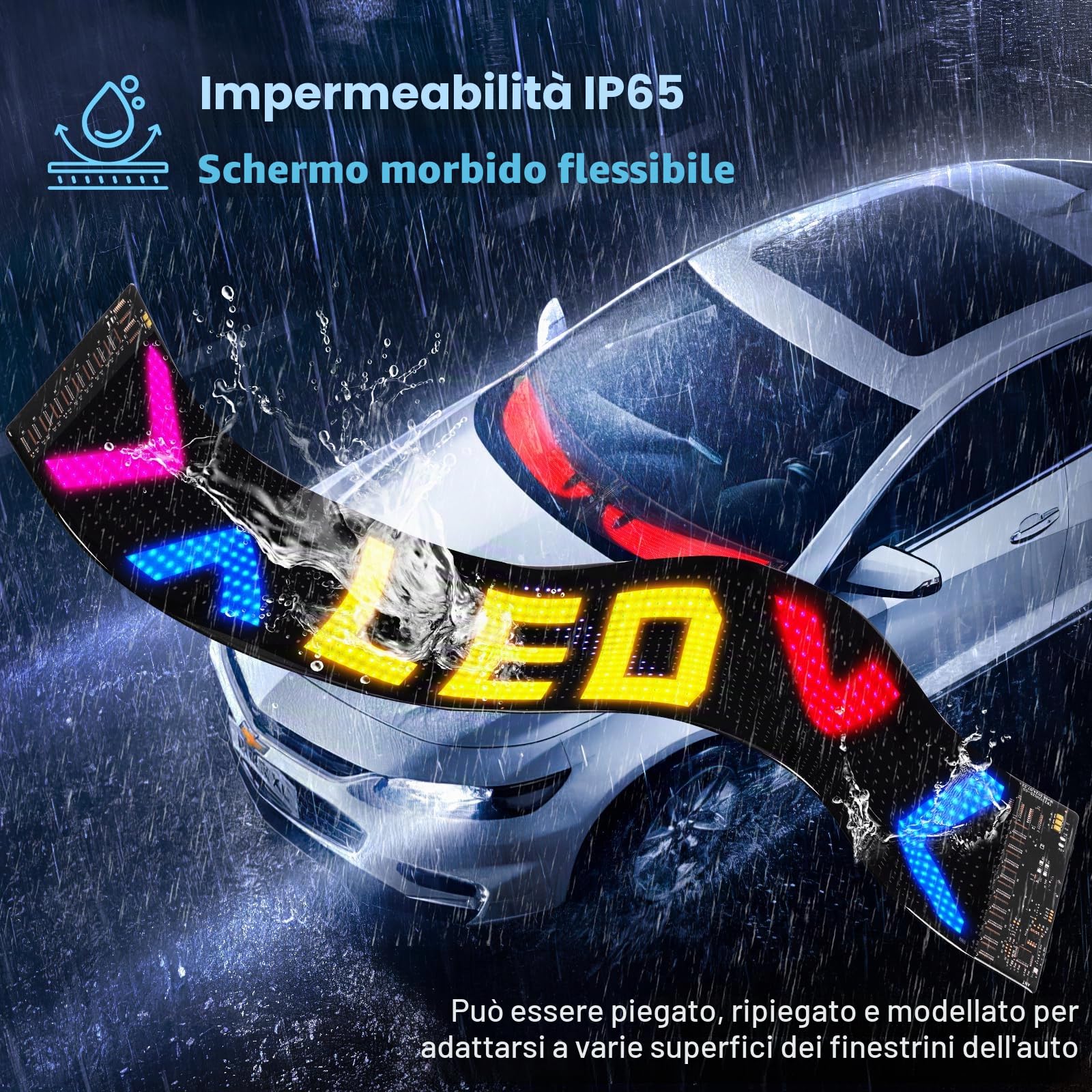 2 Pezzi Occhi LED Flessibili per Auto, 37,3 cm Occhi del Diavolo LED, Display LED Programmabile con App e Telecomando, per Parabrezza Auto, Camion, Bar, Negozio
