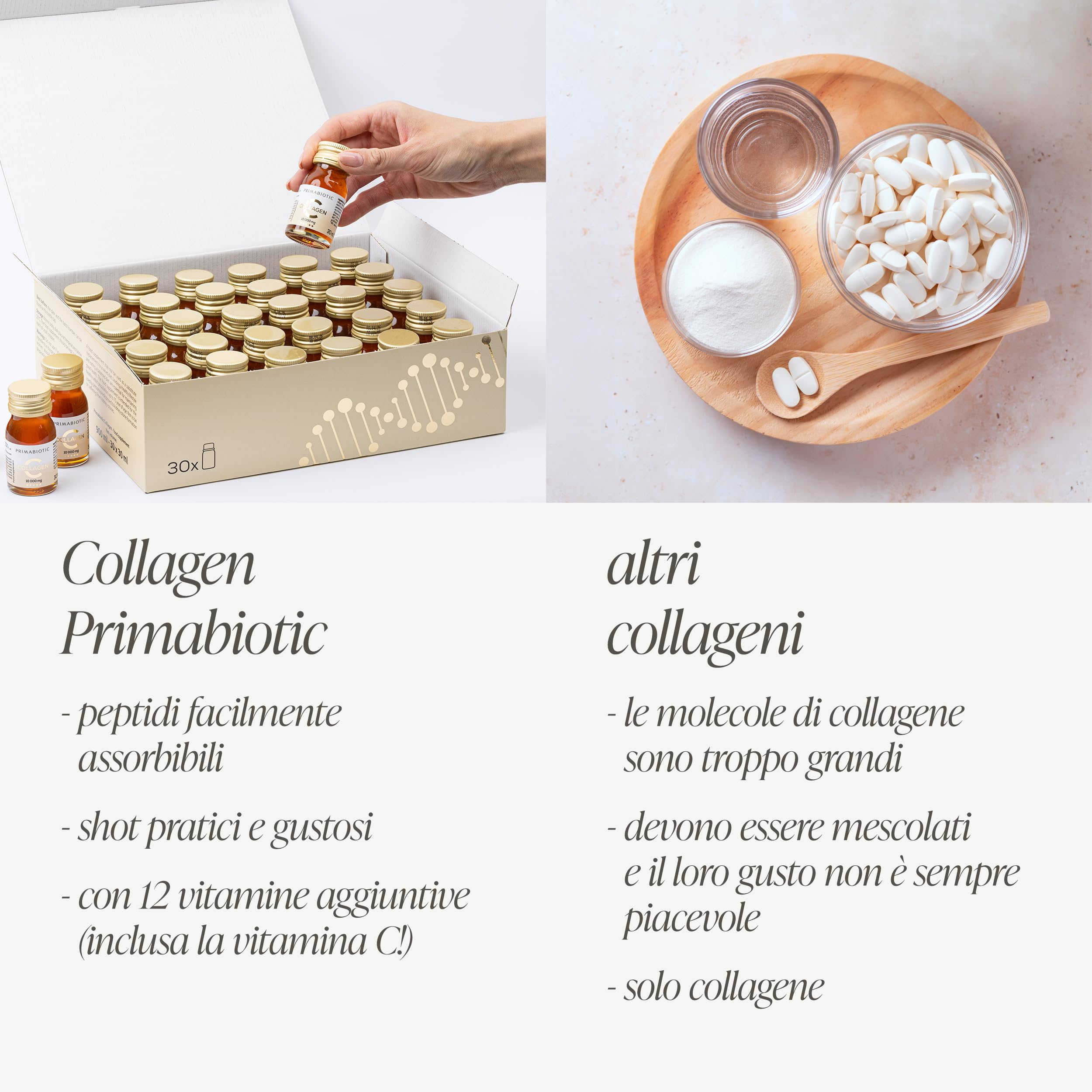 Collagene da Bere - Primabiotic Collagen 10000 mg | 30 Flaconcini da 30 ml (900 ml) | Integratore Liquido di Alta Qualità per la Bellezza | 95% di Assorbimento | Pelle, Capelli, Articolazioni