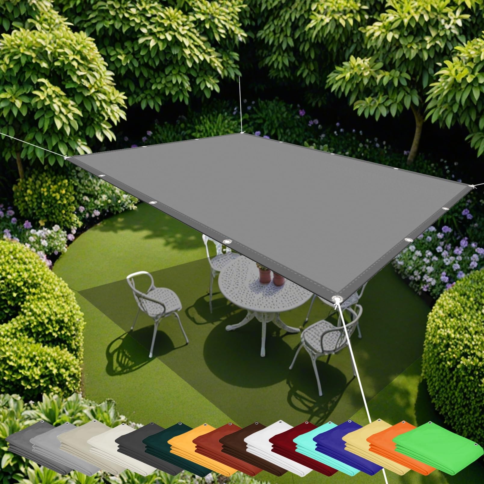 Auvent d'extérieur blanc 99x579 cm en polyester imperméable pour terrasse