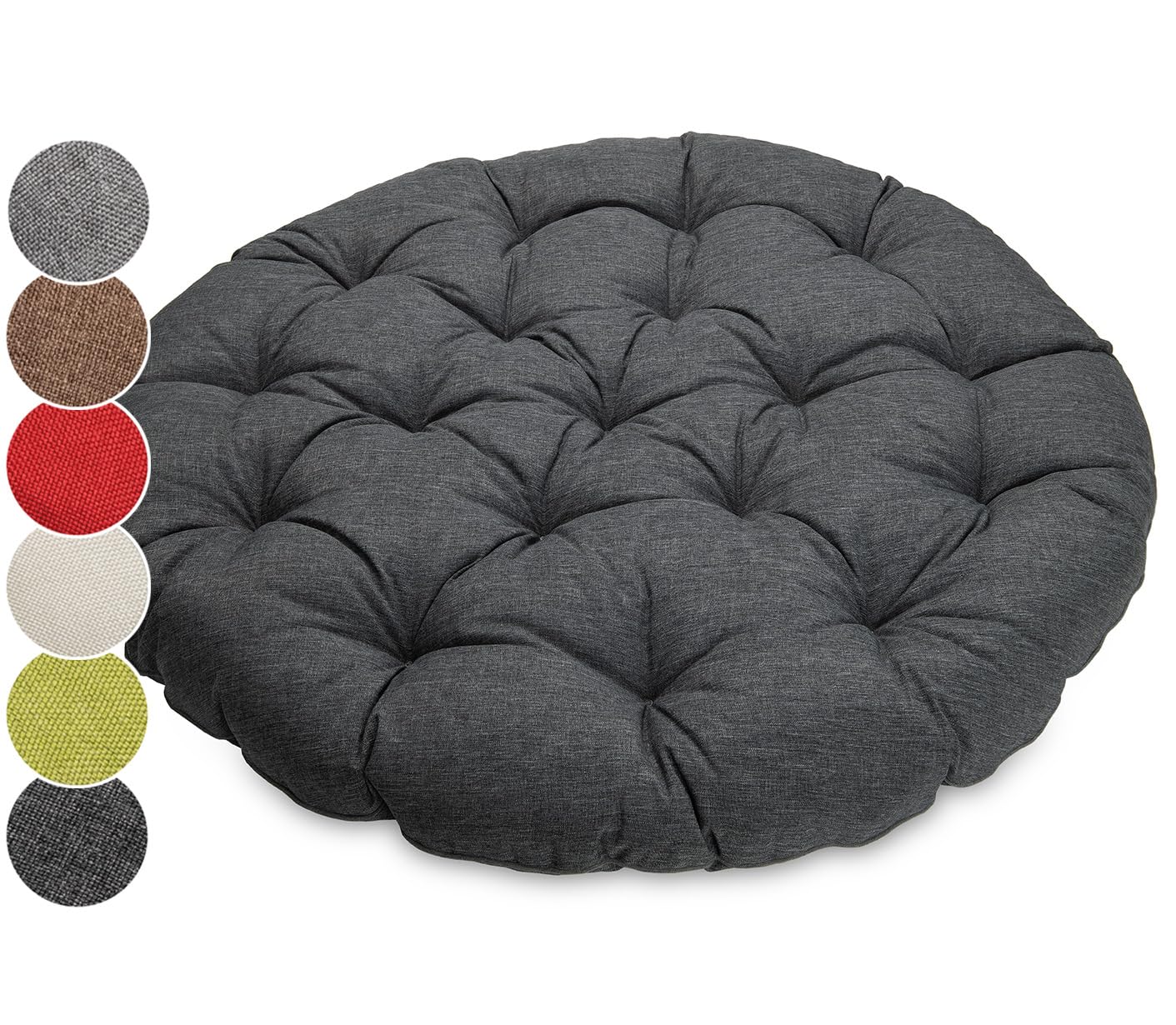 Sunnypillow Coussin pour Fauteuil Papasan - Rond diamètre 120 cm épaisseur 15 cm - Résistant aux UV, imperméable, extérieur/intérieur - Coussin de Sol pour Meubles de Jardin - Anthracite