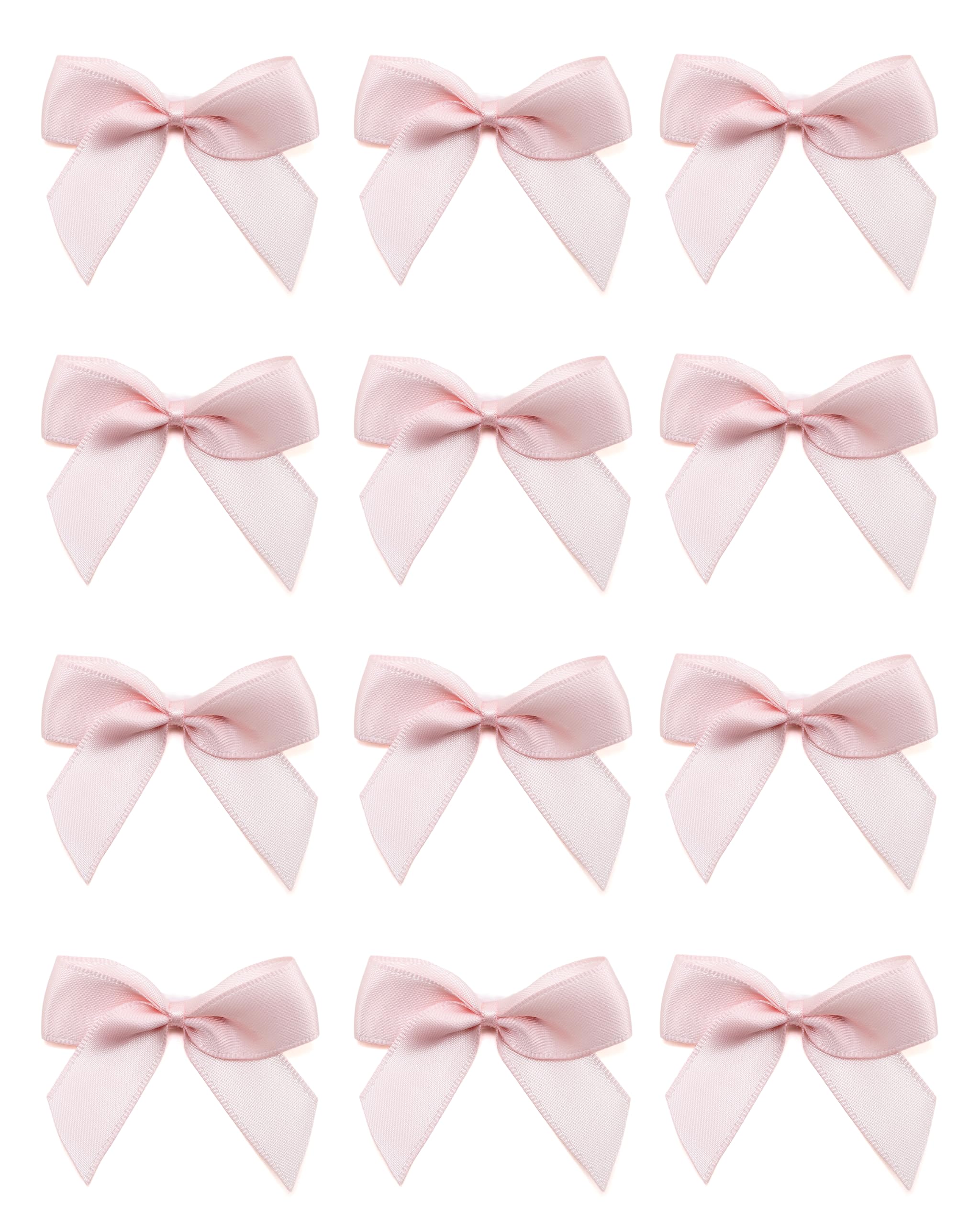 Italian Options Small Satin Ribbon Bows, Self Adhesive Bow Decorations for Crafts, Gift Wrap, Hampers, Hair Bows, Wedding Stationery, Floristry, Christmas, Cakes, Crafting, Blush Pink, 24 Pack, 5 cm — image 1