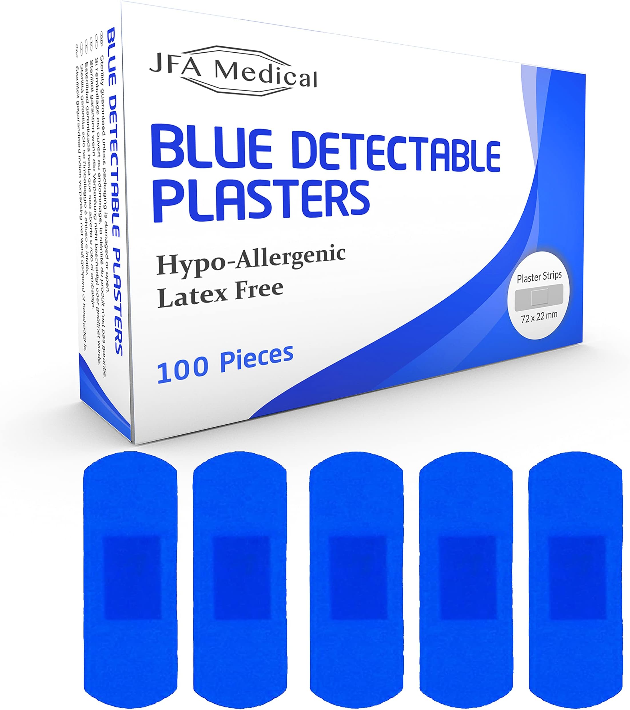 JFA Medical Blue Plasters 100 Plasters per Pack (Large (72 x 22mm))