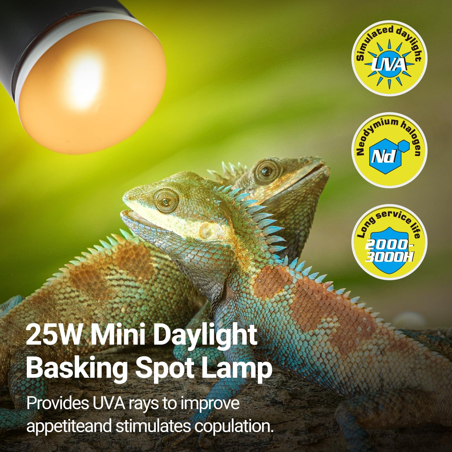 REPTI ZOO Nano Dual Dome Reptile Light Fixture and 25W Reptile Heat Lamp Combo Pack, Mini Daylight Basking Spot Heat Lamp & Nano Heat Emitter Basking Spot Lamp - image 4