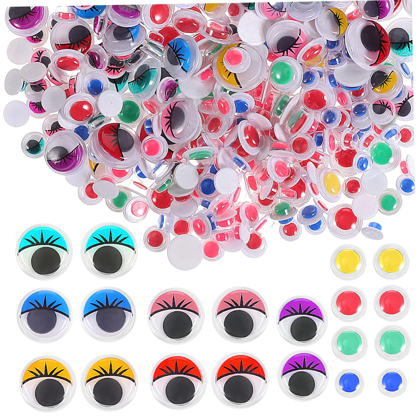 NUOBESTY 600pcs Plastic Wiggle Eyes Self-Adhesive Googly Eyes for DIY Crafts Toys and Decorations