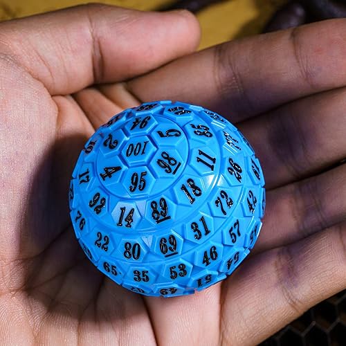 Vista 67 de Dados poliédricos de 100 caras, dados de juego individuales D100, cubo de 100 lados con bolsa negra, dado D100 de 1.890 in (rosa con número azul)