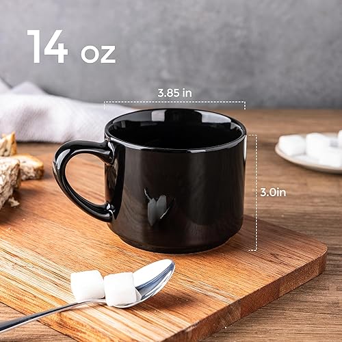 Miniatura 2 de GBHOME Juego de 6 tazas de café de 14 onzas, tazas de cerámica apilables para hombres, mujeres, tazas de café modernas para café con leche, té,