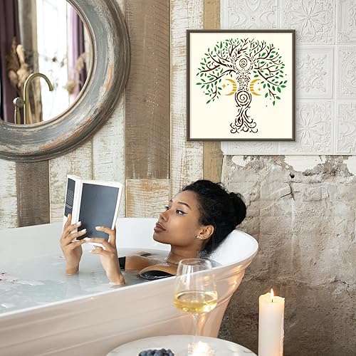 Miniatura 5 de FINGERINSPIRE Plantillas de árbol de la vida de 11.8 x 11.8 pulgadas, plantilla de plástico de luna y estrella, reutilizable, espiral, plantillas de