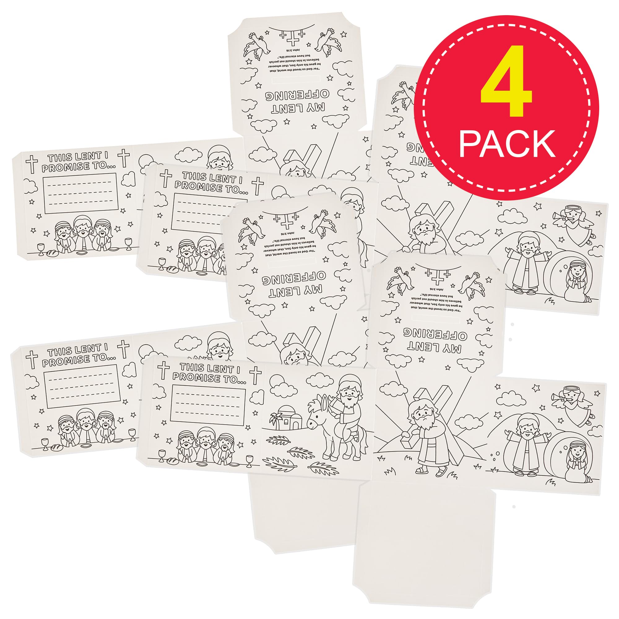 Baker Ross FN396 My Lent Colour-in Donation Box - Pack of 4, Easter Arts and Crafts for Kids - Image 2