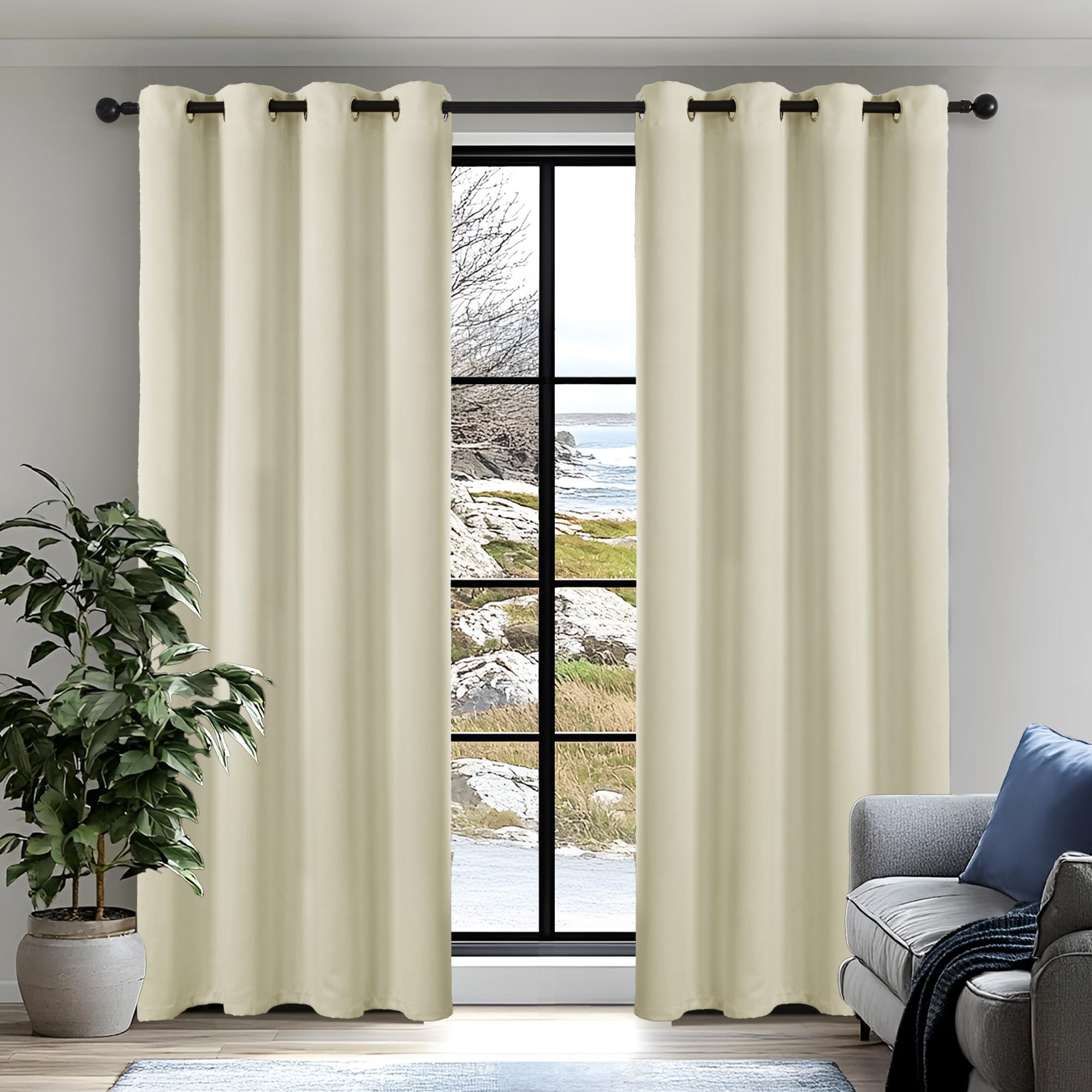 Deconovo Eyelet Blackout Curtains for Living Room, Super Soft Thermal Insulated Curtains, OEKO-TEX Certified, Energy Saving