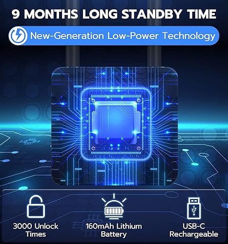 Miniatura 10 de eLinkSmart Candado de huellas dactilares con respaldo de llave, resistente a la intemperie, biométrico Bluetooth, control por aplicación, cerradura