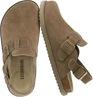 Cushionaire Brooklyn Suede Women's Clog Mules - Adjustable Buckle Slides with Memory Foam Footbed for All-Day Comfort