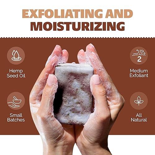 Miniatura 3 de BOOTLEG BATH Jabón en barra natural, barra de exfoliante en frío, aceite de semilla de cáñamo y café, jabón corporal exfoliante natural para hombres