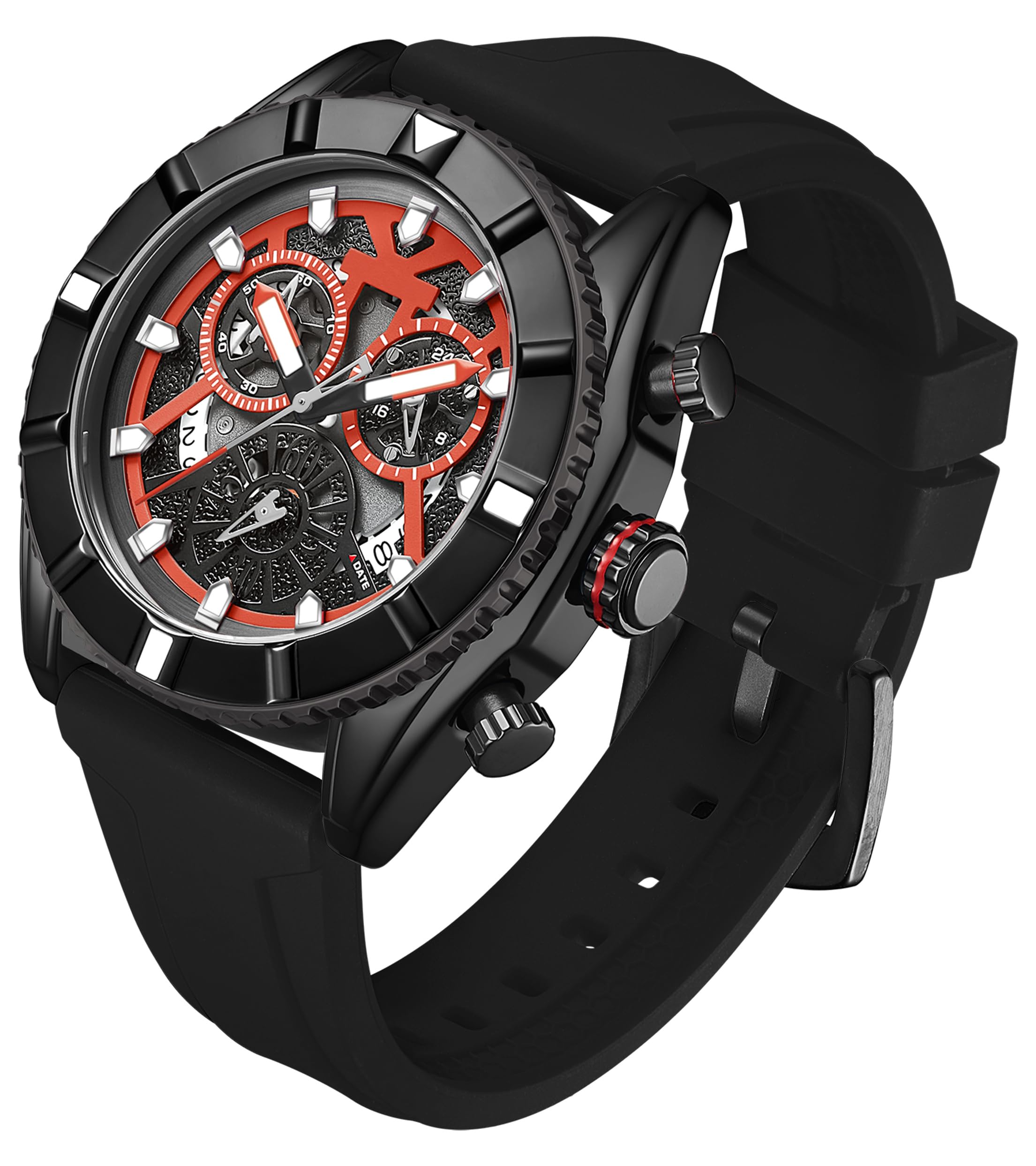 findtime Herrenarmbanduhren Armbanduhr Herren Uhren Schwarz Männeruhr Chronographen Männer Wasserdicht Groß Analog Quarz Uhr für Jungen Business Klassische Datum Stoppuhr Kalender