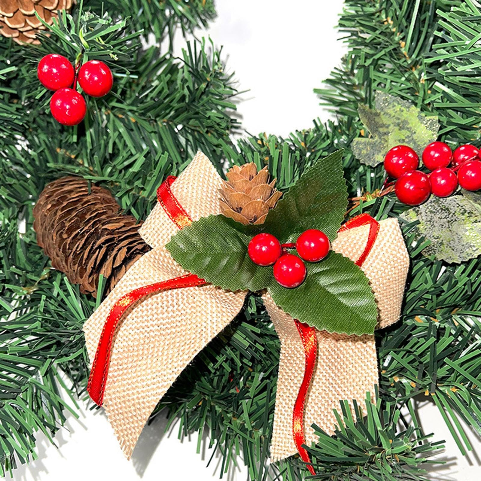 Guirlande de Noël avec Pommes de pin Déco Maison | 2,68 m Guirlande pour Noël avec baies et pommes de pin pour Table, Fenêtre, Porche, Patio, Jardin,