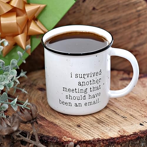 Miniatura 8 de Taza de café divertida con texto en inglés "I Survived Another Meeting That Should Be An Email Mug I Survived A Meeting" "I Survived Another