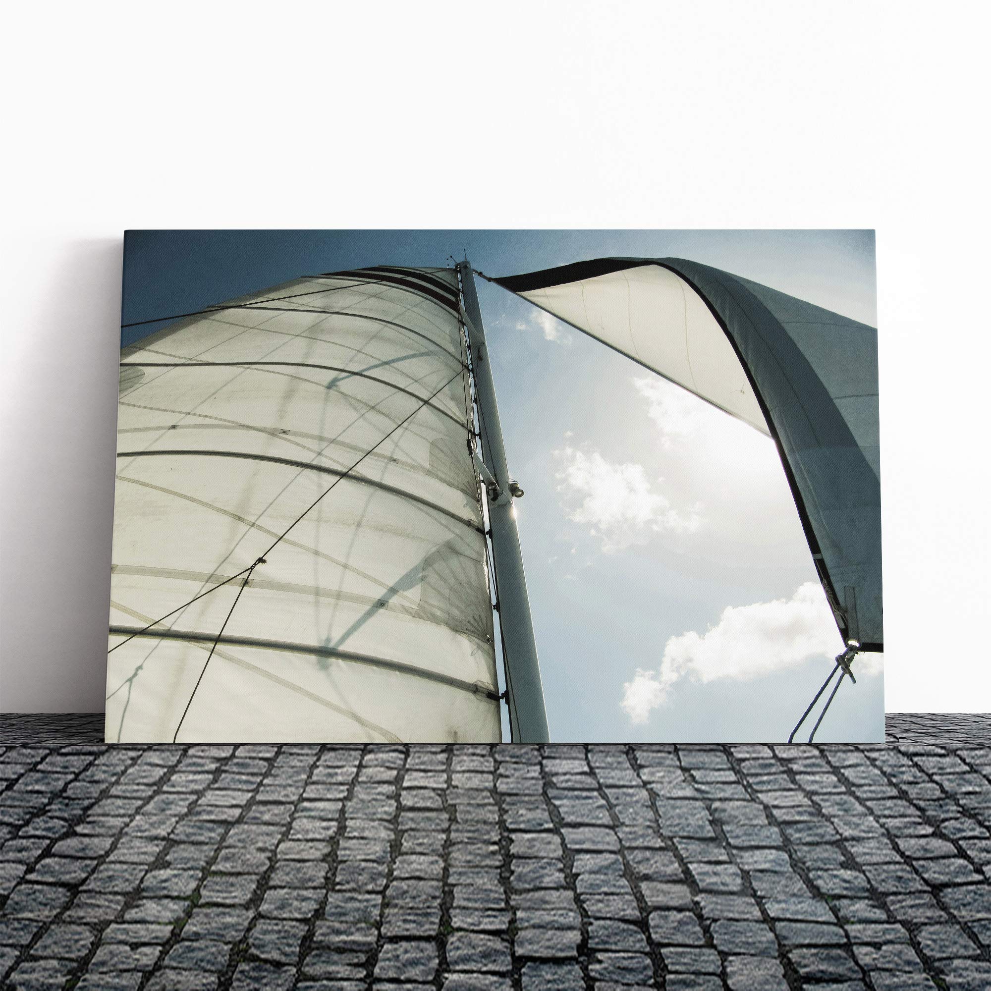Boat Sails Canvas Print | Gallery Wrapped 30mm Frame Wall Art | 30x20 inches | Ready to Hang | Modern Seascape Picture | Living Room Bedroom Lounge Office